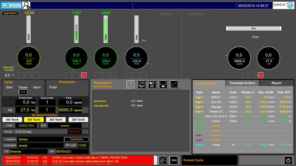 Simem bison super mobile batching plant automation